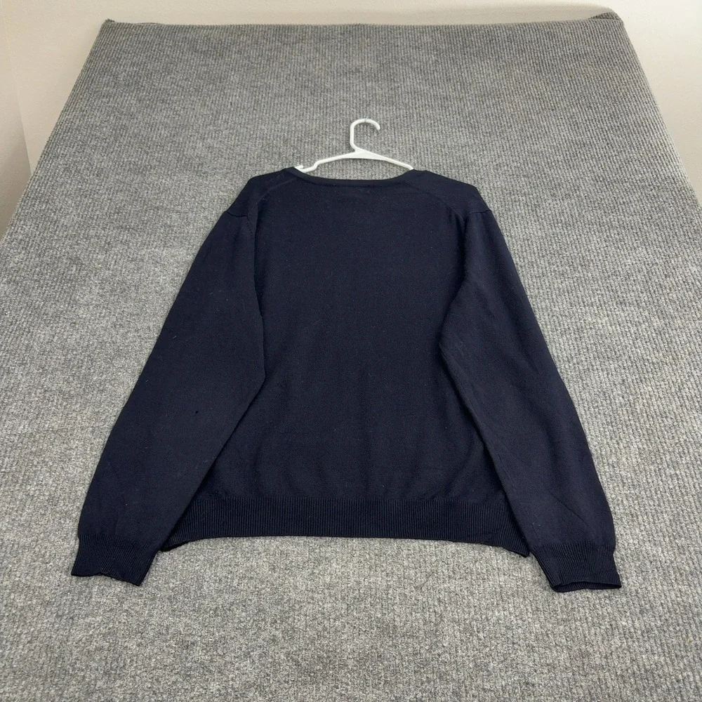 Brooks Brothers Sweater Mens L‎ Navy Blue Merino Wool V Neck Pullover Classic